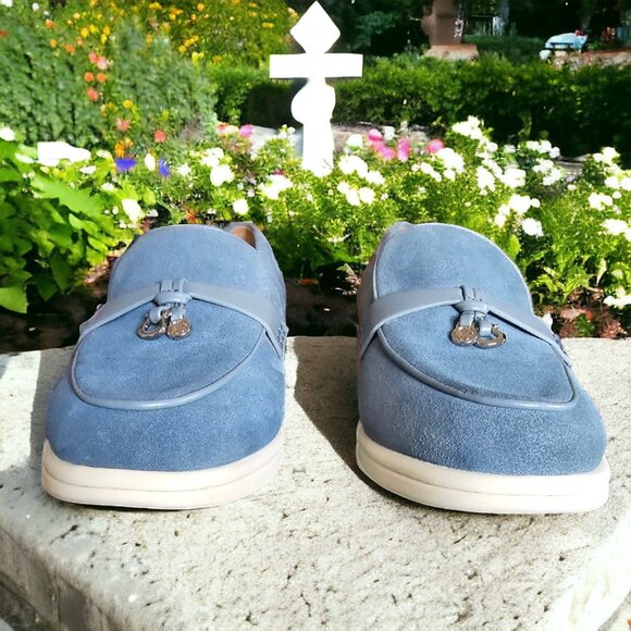 GIANI BERNINI (9) LESLEE Light Blue Leather/Suede Loafers W Memory Foam - Picture 5 of 10